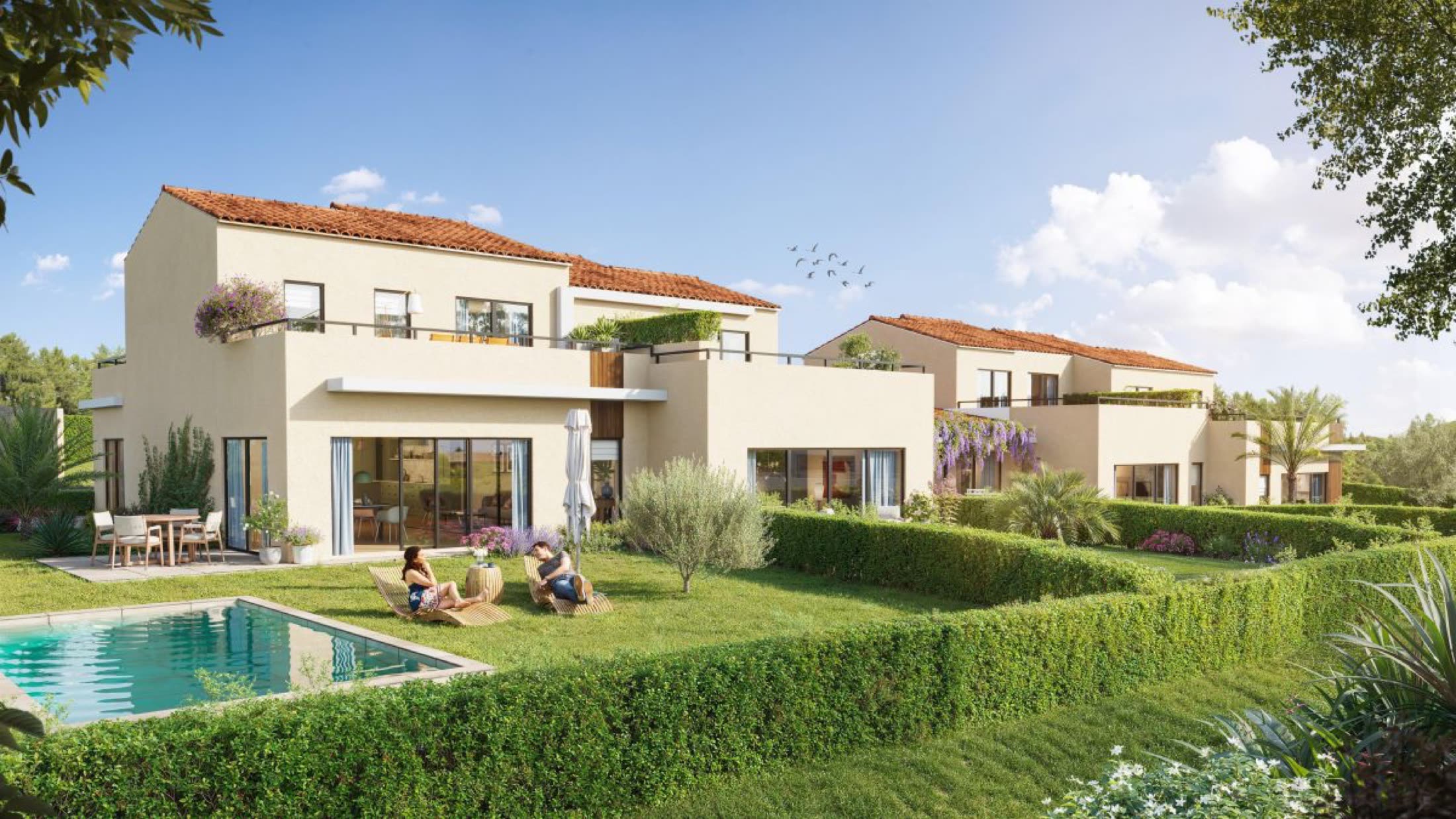 Ensemble du Domaine Arcadia — villas provençales, jardins paysagers et piscines