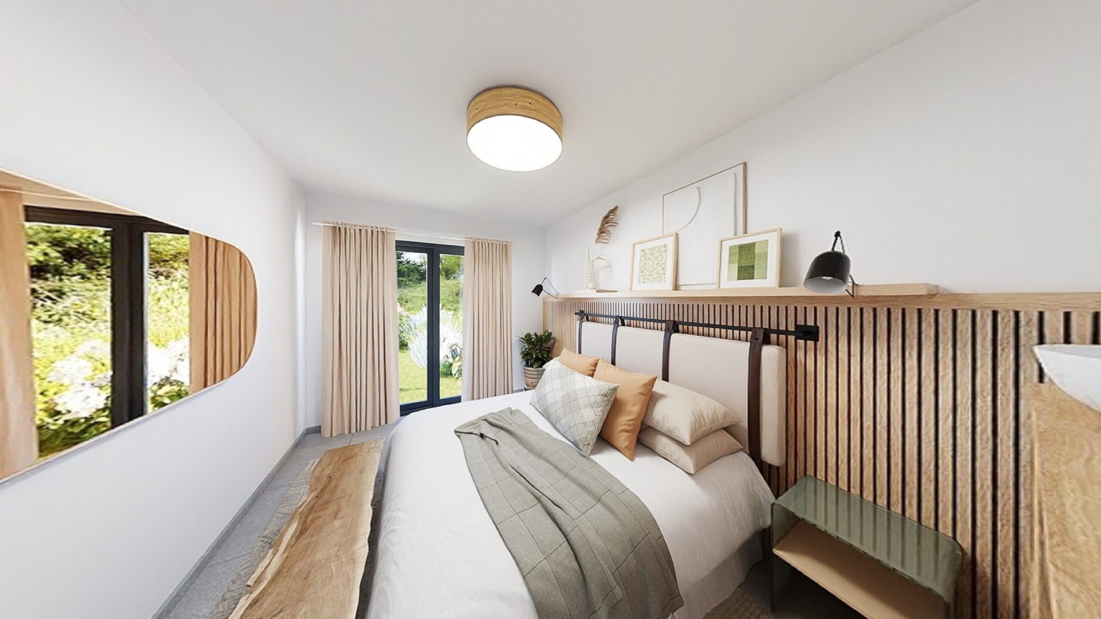 Chambre avec accès terrasse et vue jardin