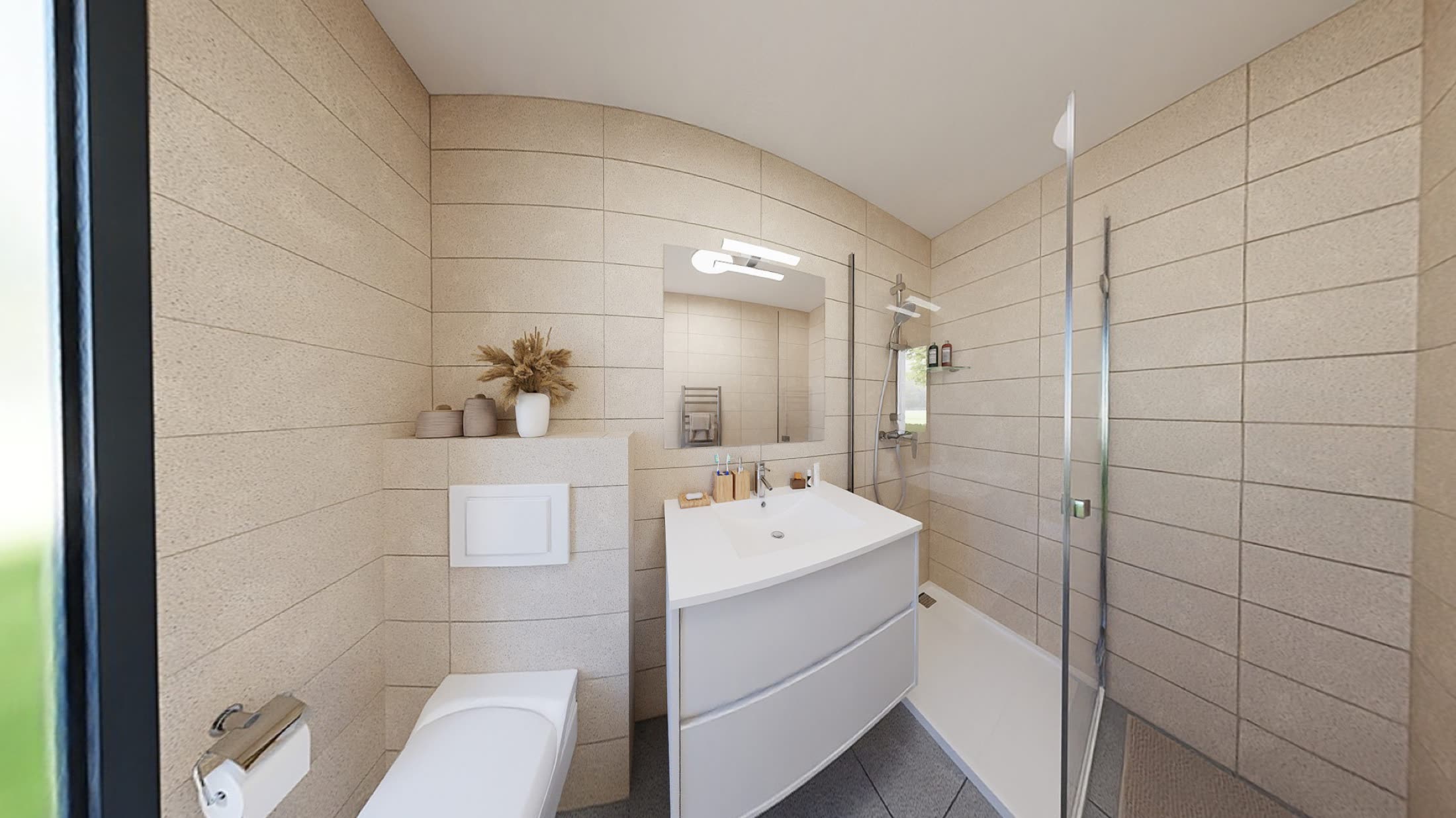 Salle de douche contemporaine aux finitions soignées